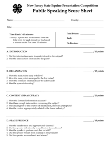 Preview of Public Speaking Scoresheet