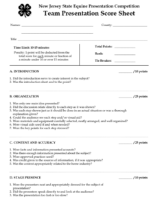 Preview of Team Presentation Scoresheet